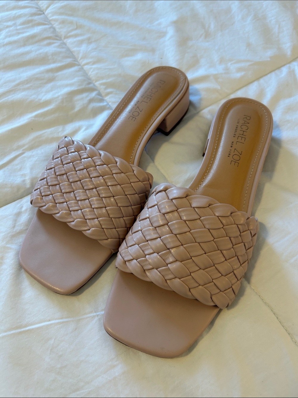 Rachel Zoe Blush Braided Leather Slide Mules